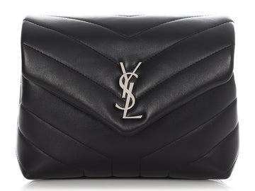 Saint Laurent Black Matelassé Loulou Toy Bag