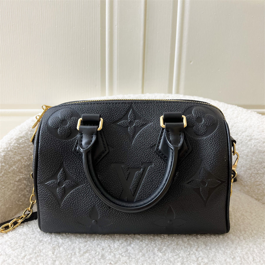 LV Speedy Bandouliere 20 in Black Giant Monogram Empreinte Leather and GHW