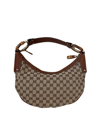 Gucci VS Bamboo Beige & Dark Brown Jacquard & Leather Handbag