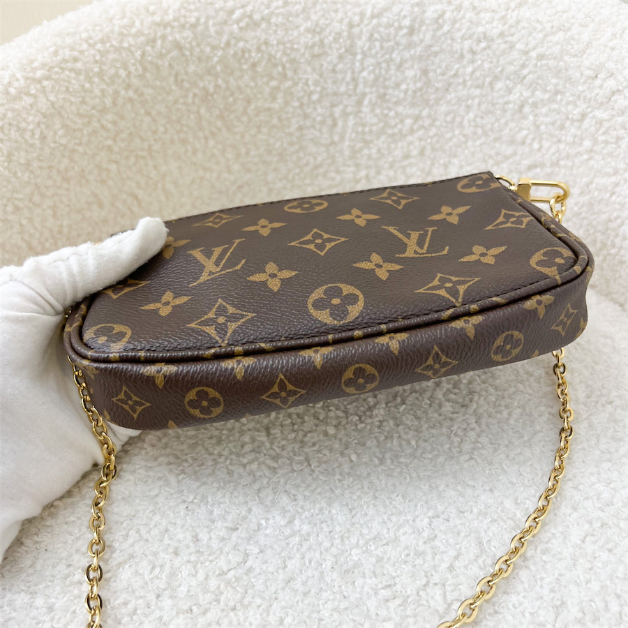 LV Multi Pochette Accessoires MPA Smaller Pochette with Original Chain in Monogram Canvas and GHW
