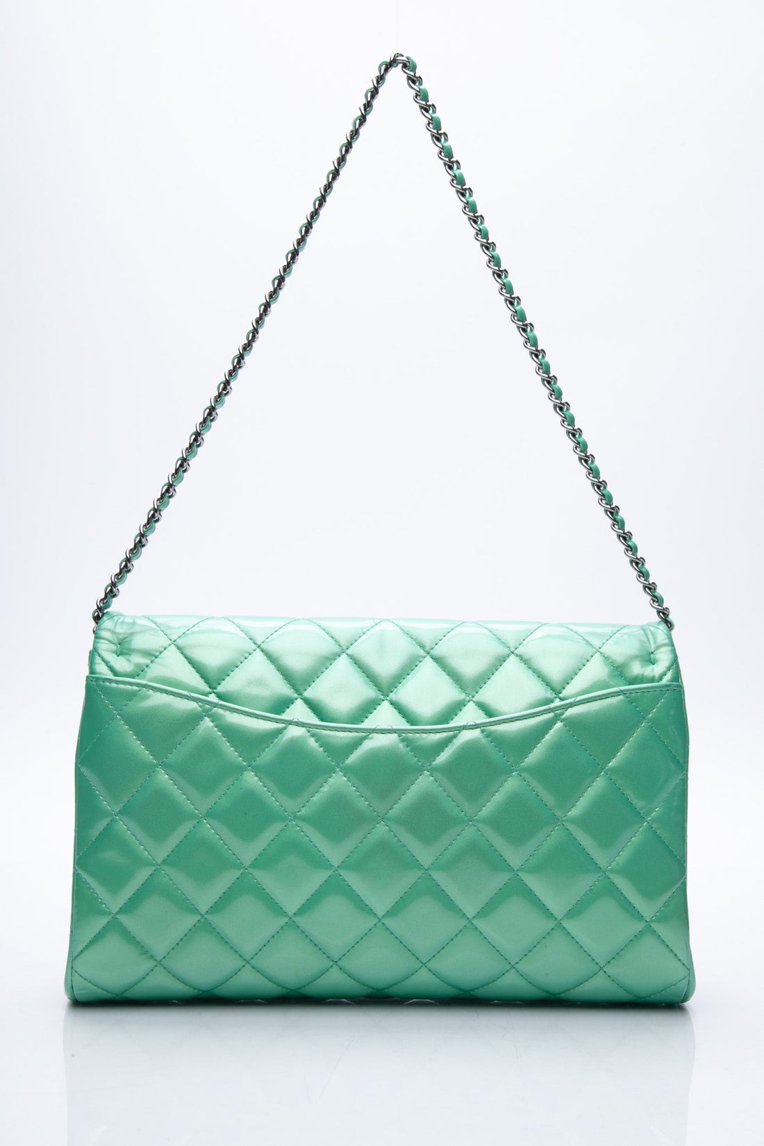 CHANEL Timeless Clutch On Chain Patent Leather Green