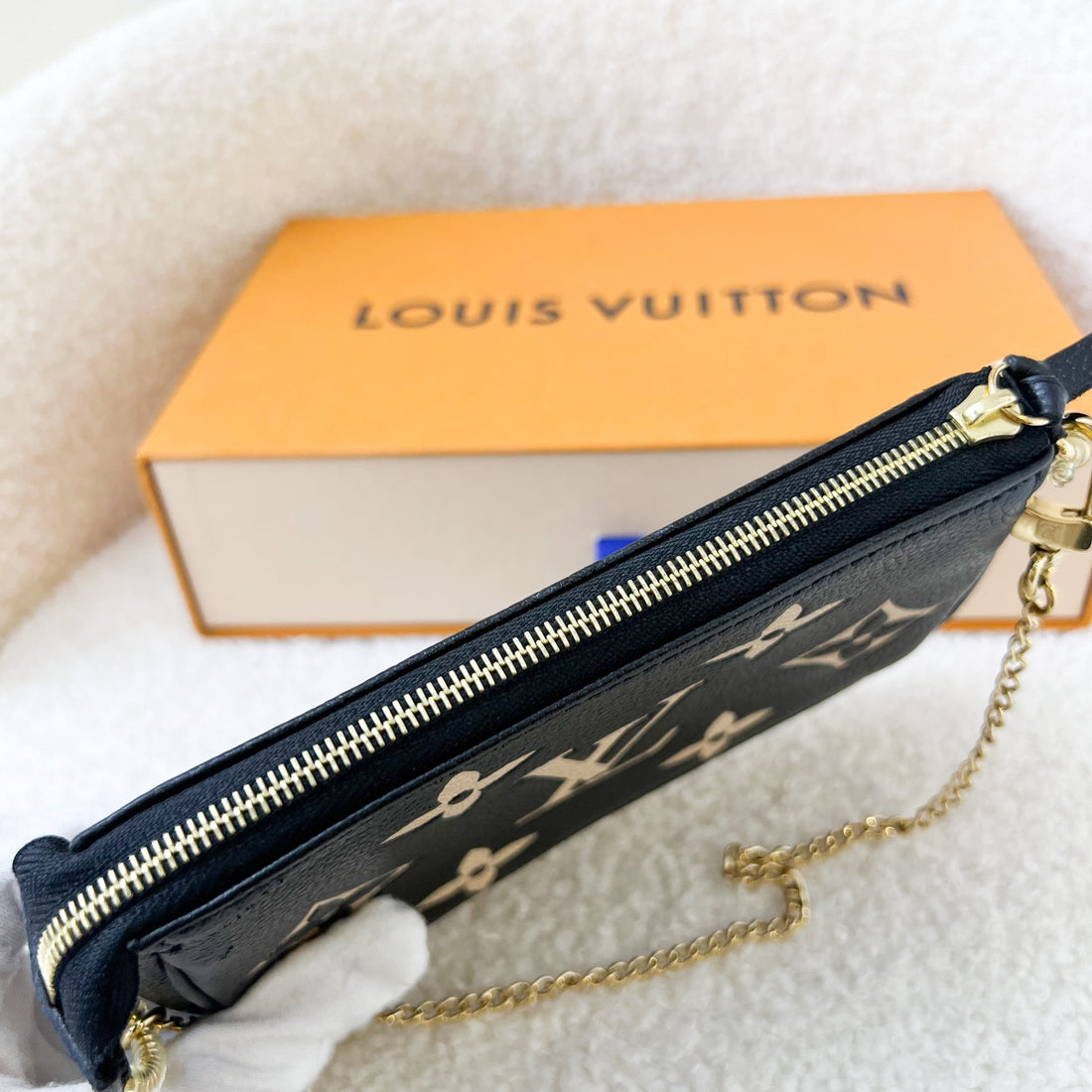 LV Mini Pochette Accessoires in Black and Beige Monogram Empreinte Leather GHW