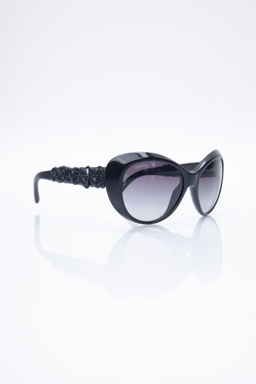CHANEL Black Camellia CC Sunglasses