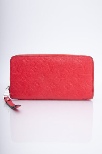 LOUIS VUITTON Monogram Empreinte Leather Zippy Wallet Red