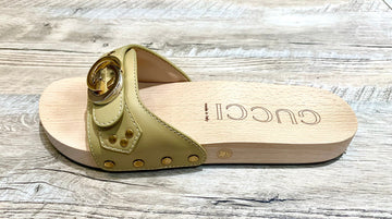 GUCCI CS LIFFORD WOODEN SANDALS