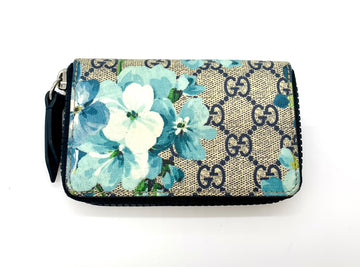 GUCCI CS SUPREME BLOOMS ZIP AROUND CARD CASE