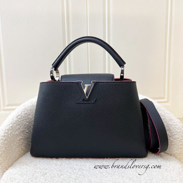 LV Capucines BB Bag in Navy Taurillon Leather Fuchsia Interior and SHW