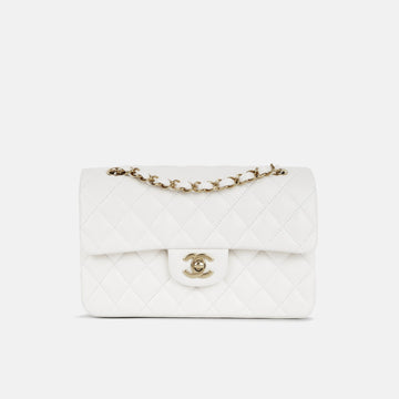 Chanel - Small Classic Flap Bag - White Caviar CSHW - Plaque Series -