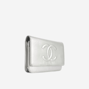 Chanel CC Wallet on Chain - Silver