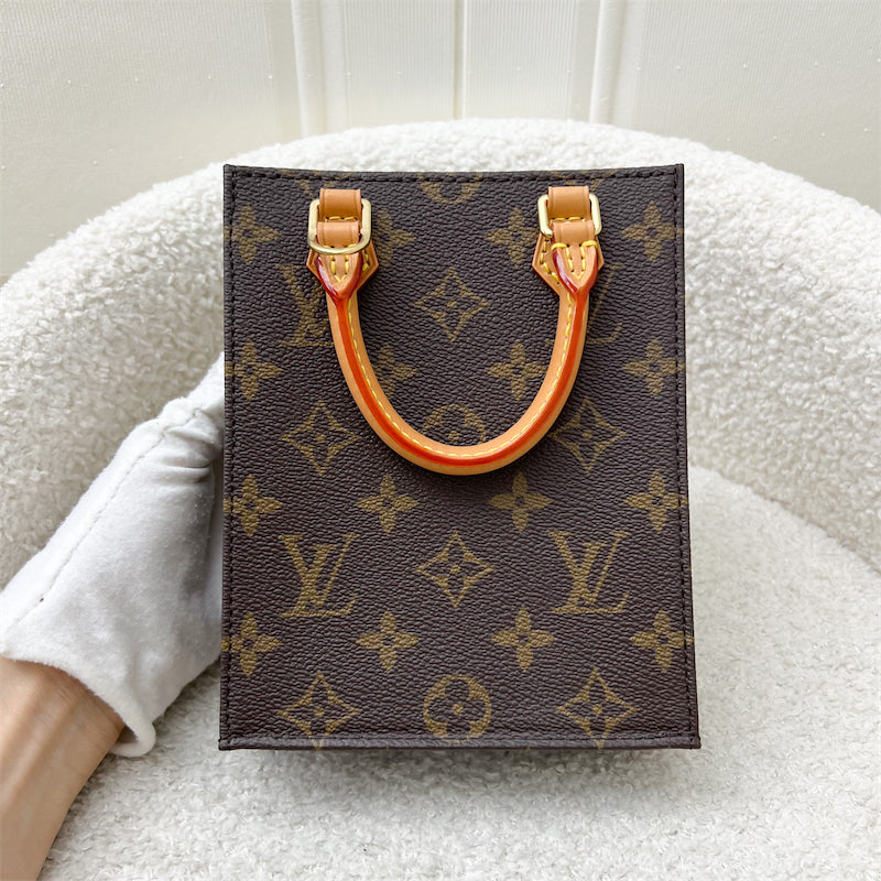 LV Petit Sac Plat in Monogram Leather GHW