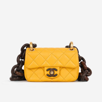 Chanel Chanel - Mini Square Wenge Wood - Yellow Lambskin AGHW -