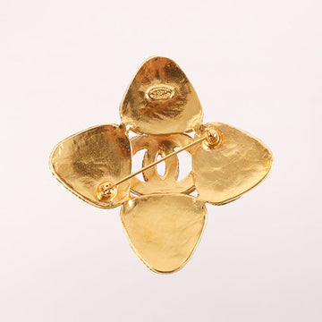 CHANEL 1994 Made Gripoix Stone Cc Mark Brooch Red