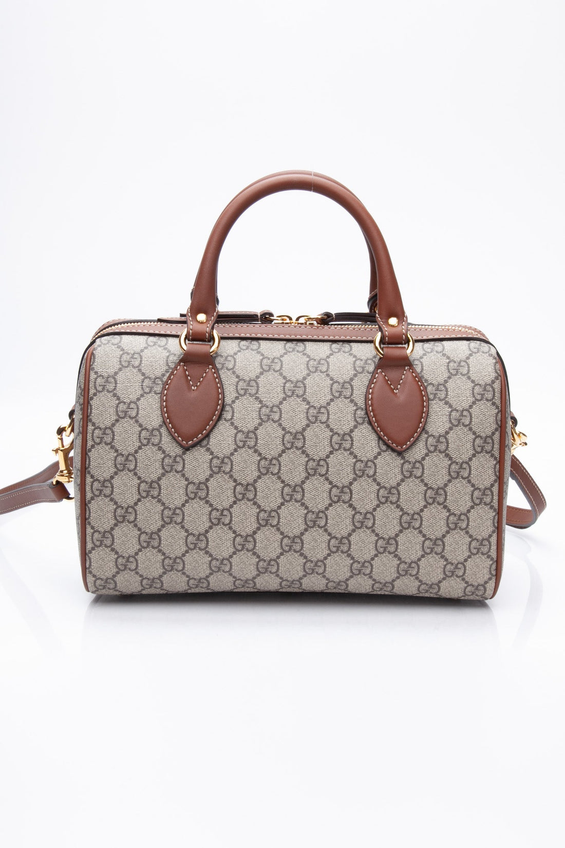 GUCCI Brown GG Canvas Boston Rose Embroidered Print Blind For Love Shoulder/Crossbody Bag