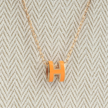 Mini Pop H Pendant - Orange Soie/Rose Gold