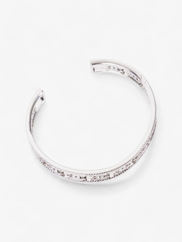 Chanel Iconic CC Crystal Bangle Silver / White Base Metal Medium