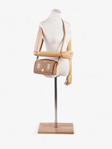 Burberry Top Handle Note Bag Natural Polyester Small