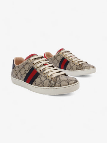 Gucci Ace Supreme CS Sneakers Beige Monogram / Red / Navy Canvas EU 39.5 UK 6.5