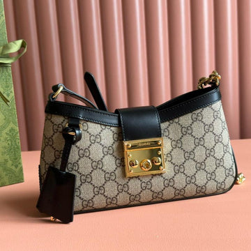 VS PADLOCK SMALL 24 BEIGE CANVAS BLACK CALFSKIN