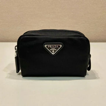 PRA CLUTCH 26 IN BLACK RE-NYLON AND SAFFIANO LEATHER