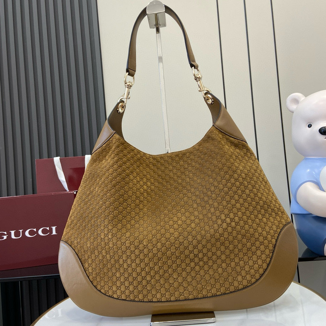 VS Tote Bag Brown Velvet Embossed and Leather