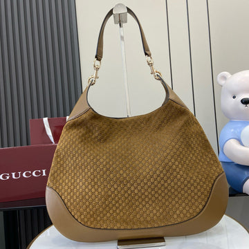 VS Tote Bag Brown Velvet Embossed and Leather