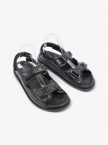 Chanel Dad Sandals Black Leather EU 40 UK 7
