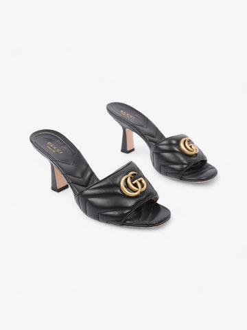 Gucci CS Marmont Mules 75mm Black / Gold Matelasse Leather EU 38 UK 5