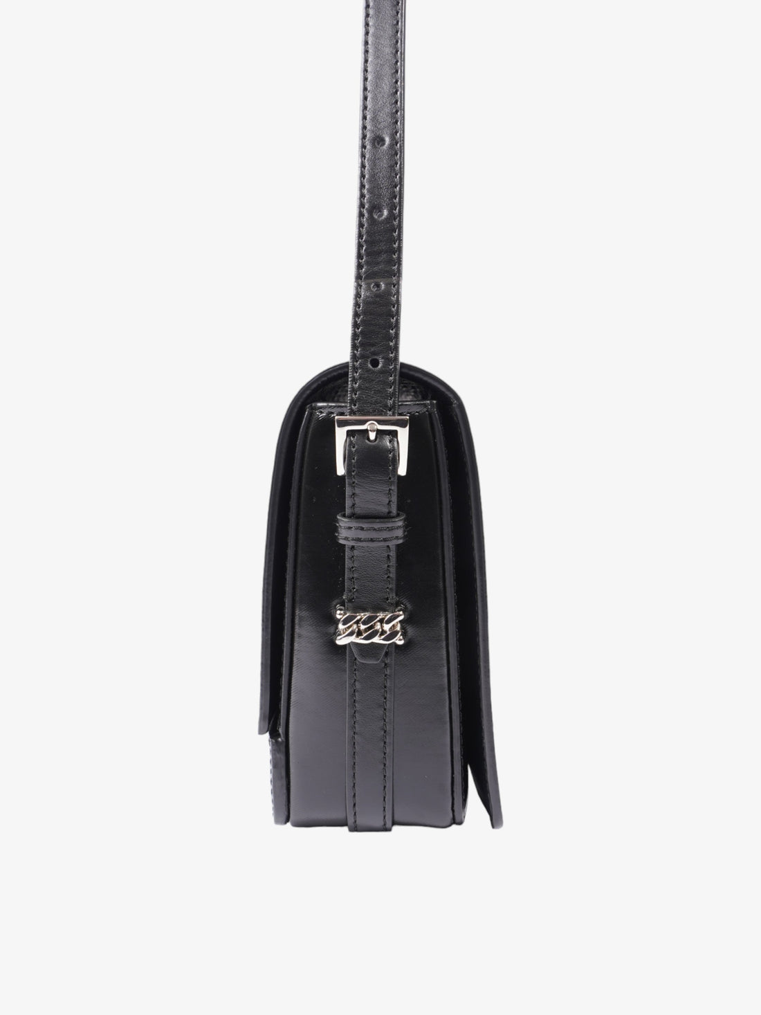 Burberry Horseferry Print Shoulder Bag Black / White Patent Leather