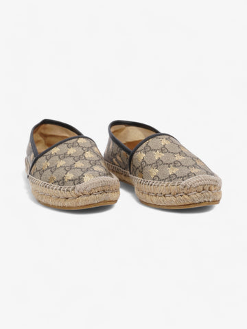 Gucci CS Supreme Bee Espadrille Beige  / Gold / Black Coated Canvas EU 37.5 UK 4.5