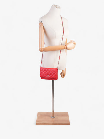 Chanel Wallet On Chain Red Lambskin Leather