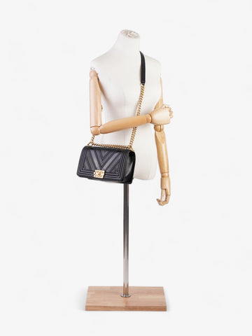 Chanel Boy Black Calfskin Leather Medium