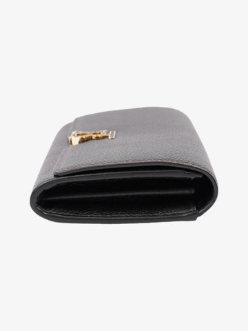 Burberry TB Continental Wallet Black Grained Leather Large