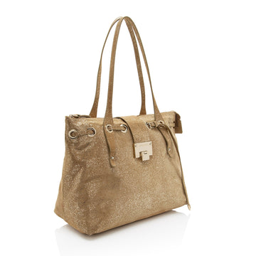 Jimmy Choo Glitter Suede Rhea Medium Tote