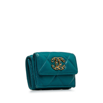 CHANEL 19 Trifold Flap Compact Wallet Small Wallets