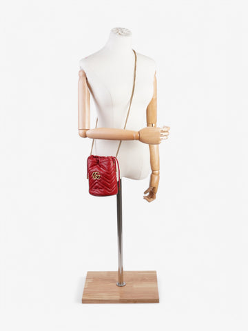 Gucci CS Marmont Bucket Bag Red Matelasse Leather Mini