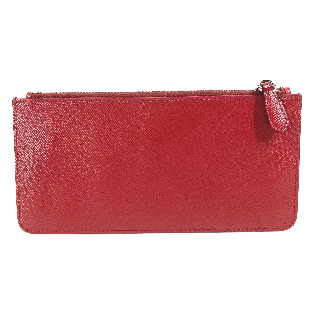 PRADA Coin case Safiano leather Red logo Women Used