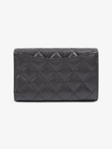 Chanel Classic Flap Wallet Black / Silver Caviar Leather Medium