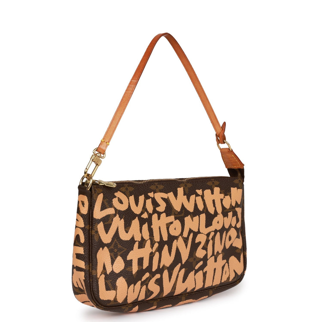 Louis Vuitton Vintage x Stephen Sprouse Peach Graffiti Pochette Bag Gold Hardware