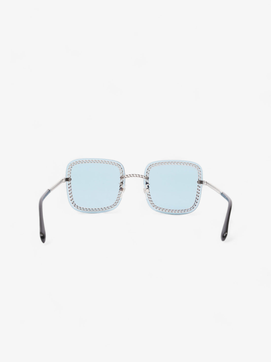 Chanel Chain Detailed Sunglasses with Double Chain Blue / Silver Acetate 140mm