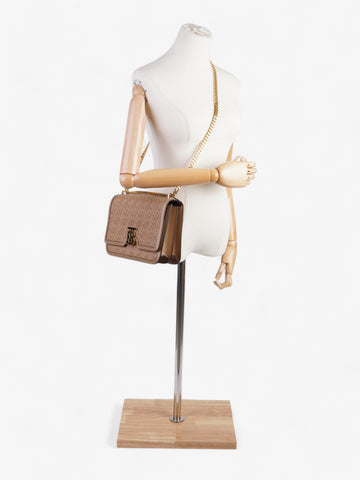 Burberry TB Monogram Chain Bag Honey Calfskin Leather Medium