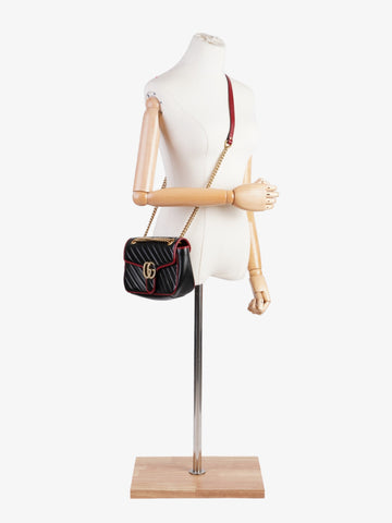Gucci CS Marmont Flap Black / Red Leather Small