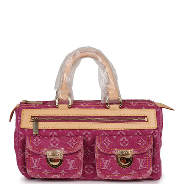 Louis Vuitton Vintage Neo Speedy Pink Denim Monogram Gold Hardware
