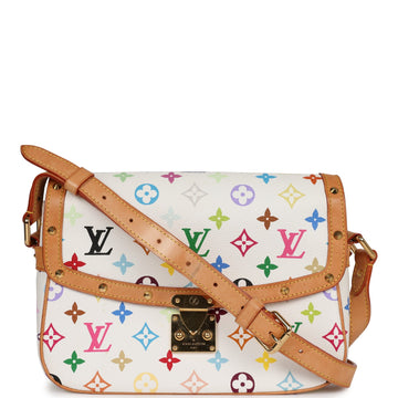 Louis Vuitton Vintage Sologne White Multicolor Canvas Gold Hardware