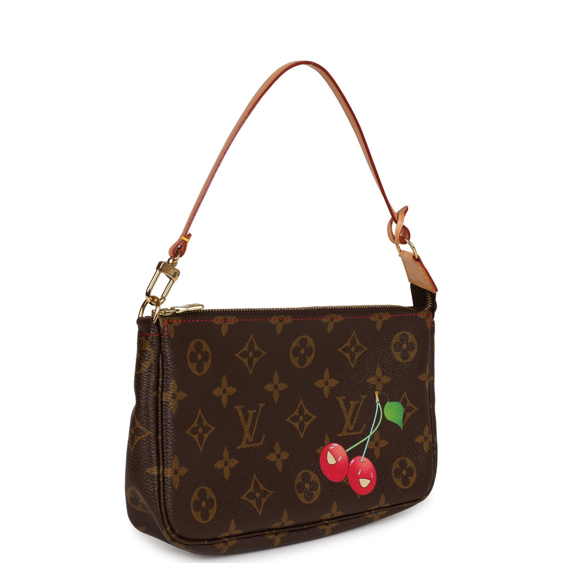 Louis Vuitton Vintage x Takashi Murakami Cerises Monogram Pochette Gold Hardware