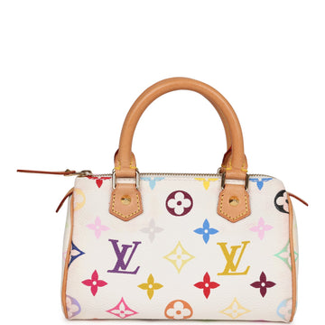 Louis Vuitton Vintage X Takashi Murakami Mini HL Speedy White Multicolor Gold Hardware