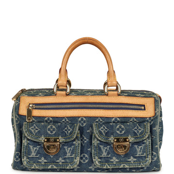 Louis Vuitton Vintage Neo Speedy Blue Denim Monogram Gold Hardware