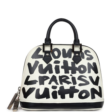 Louis Vuitton Vintage x Stephen Sprouse Graffiti Alma MM Black and White Leather Silver Hardware