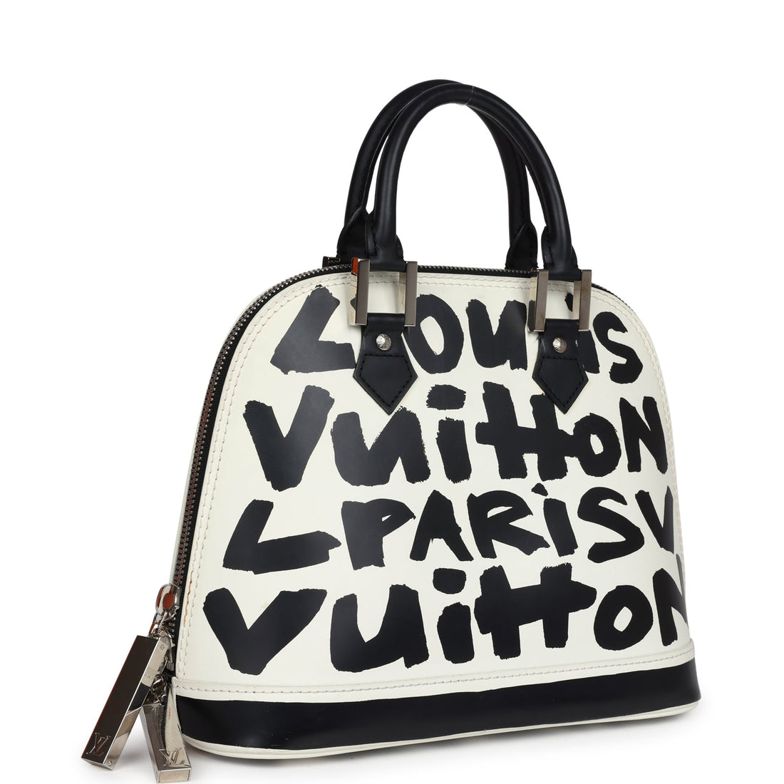 Louis Vuitton Vintage x Stephen Sprouse Graffiti Alma MM Black and White Leather Silver Hardware