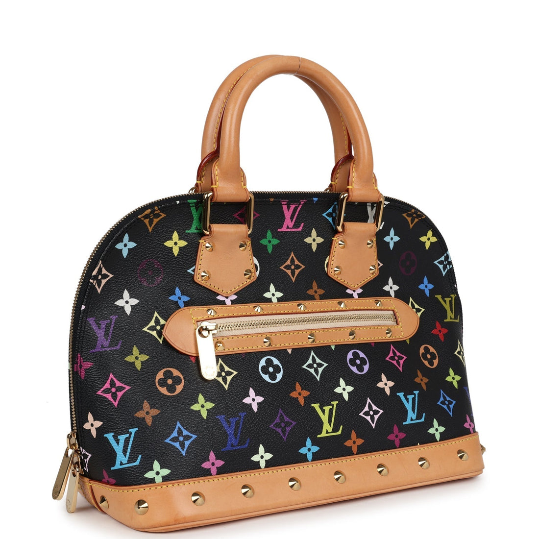 Louis Vuitton Vintage Alma PM Black Monogram Multicolor Gold Hardware