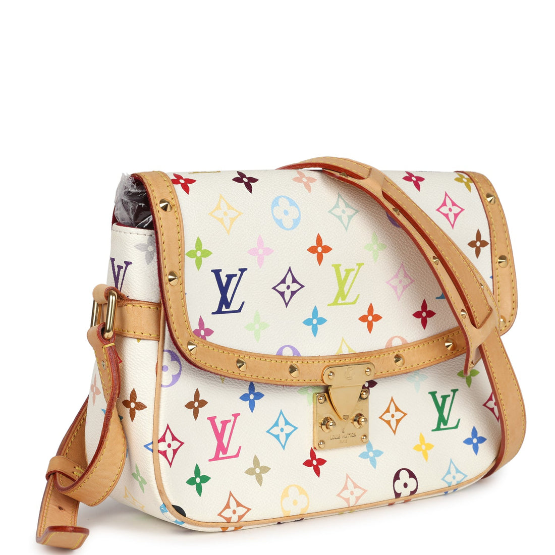 Louis Vuitton Vintage Sologne White Monogram Multicolor Gold Hardware